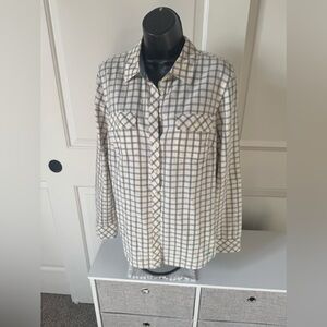 Talbots Plaid Shirt - Cream and Gray